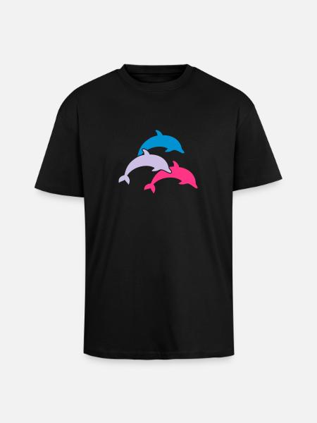 Dolphins - Unisex Oversized Heavyweight T-shirt - black