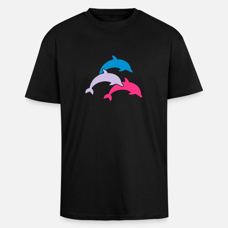 Dolphins - Unisex Oversized Heavyweight T-shirt - black