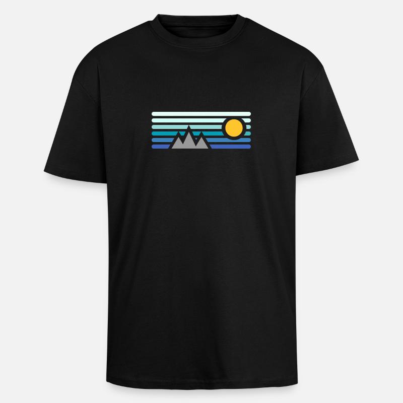 Berge - Oversized Heavyweight Unisex T-Shirt - Schwarz