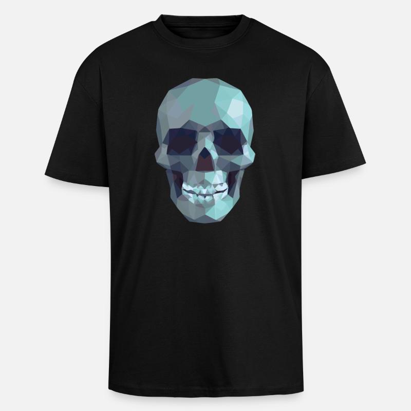Low Poly Blue Skull – Geometrisch-Gotik-Stil - Oversized Heavyweight Unisex T-Shirt - Schwarz