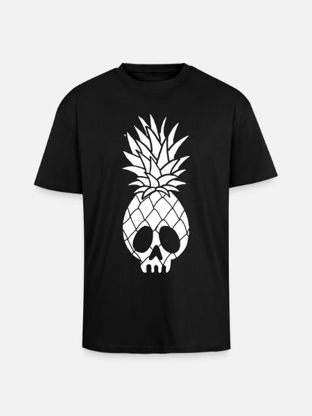 Skull of a pineapple (white) - Unisex Oversized Heavyweight T-shirt - black
