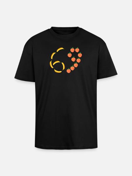 Fruit Motif Bananas and Peaches - Unisex Oversized Heavyweight T-shirt - black