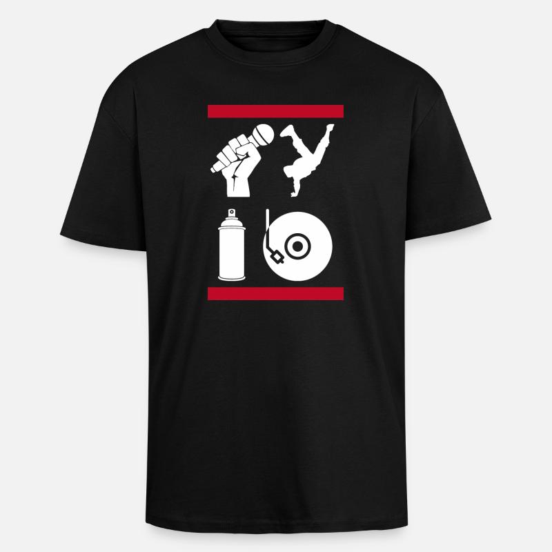 Les 4 éléments du hip-hop - T-shirt unisexe oversize épais - noir
