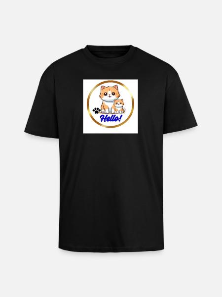 Hello - Unisex Oversized Heavyweight T-shirt - black