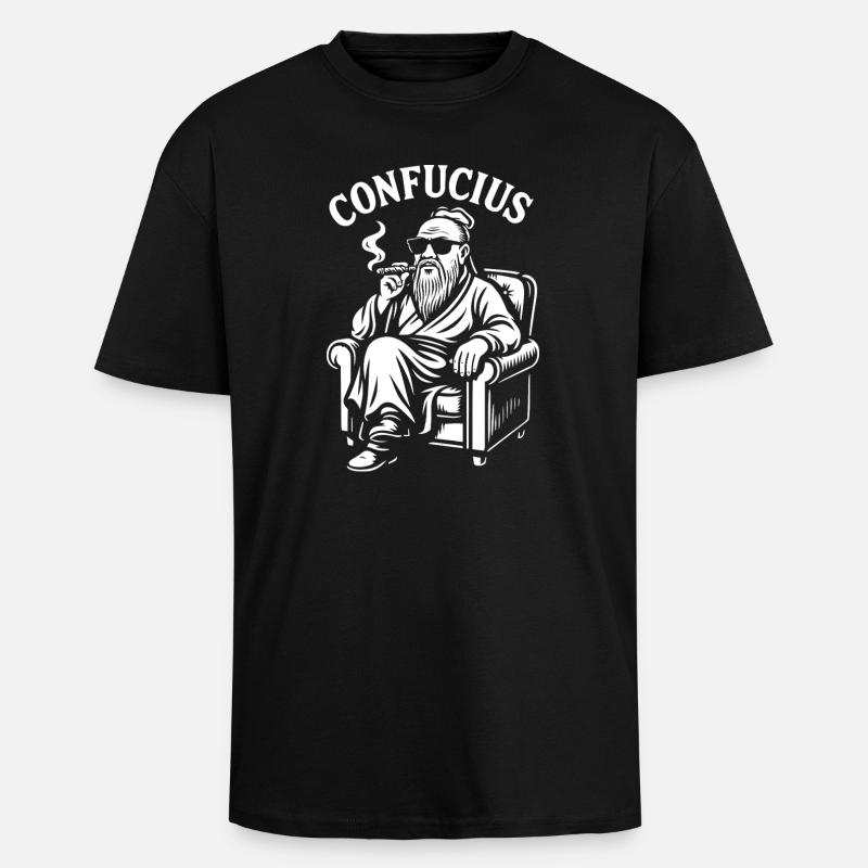 Konfuzius Lounge Bart Zigarre - Oversized Heavyweight Unisex T-Shirt - Schwarz