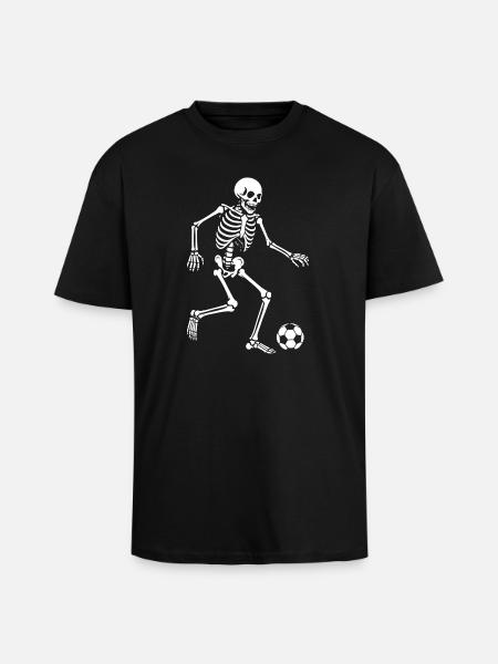 Skeleton beim Fußballsport - Oversized Heavyweight Unisex T-Shirt - Schwarz