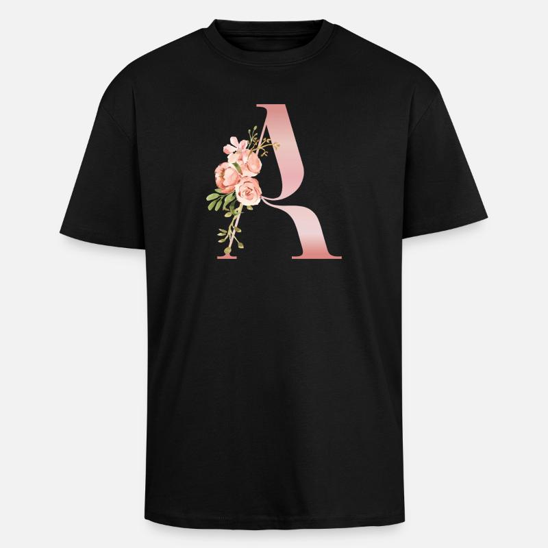 Monogramm Ein Pastellblume - Oversized Heavyweight Unisex T-Shirt - Schwarz