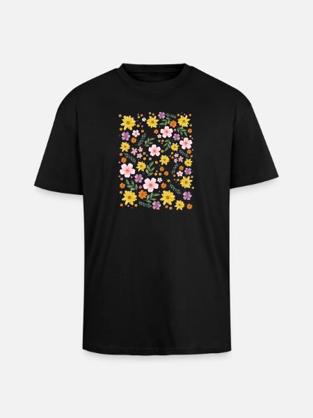 Aquarell Blumenzauber Muster - Oversized Heavyweight Unisex T-Shirt - Schwarz