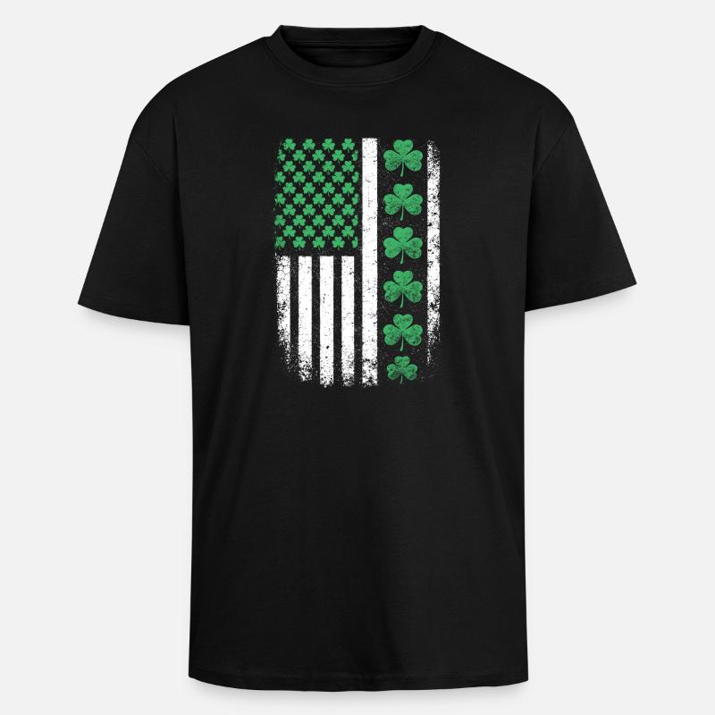 St Patrick Shamrock USA-Flagge - Oversized Heavyweight Unisex T-Shirt - Schwarz
