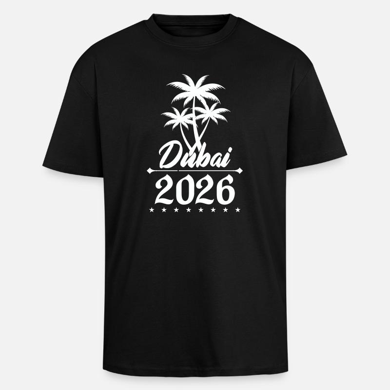 Dubai 2026 Palm Tree Emblem - Unisex Oversized Heavyweight T-shirt - black