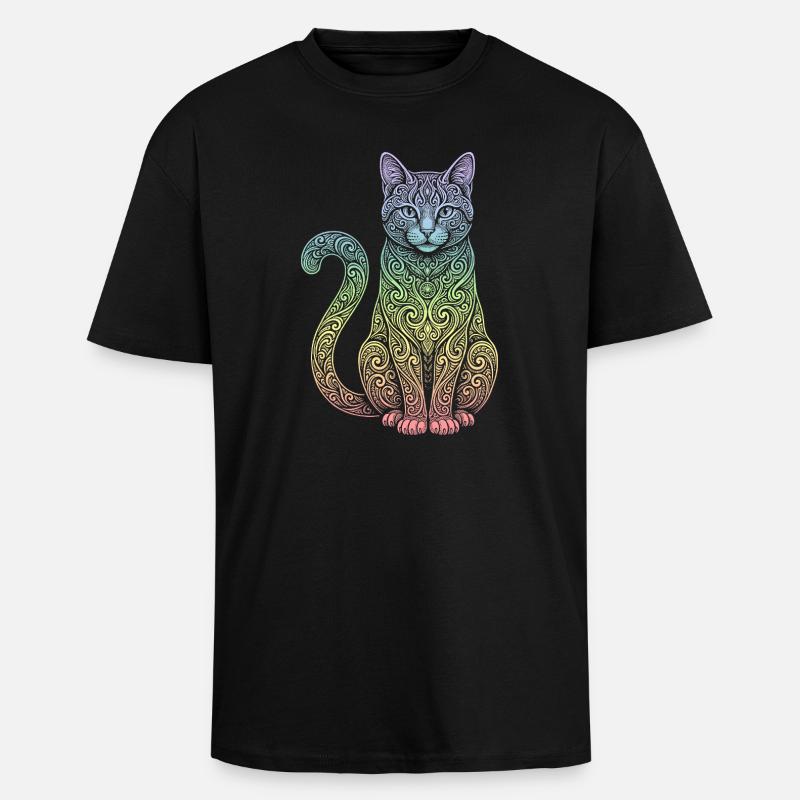 chat - T-shirt unisexe oversize épais - noir