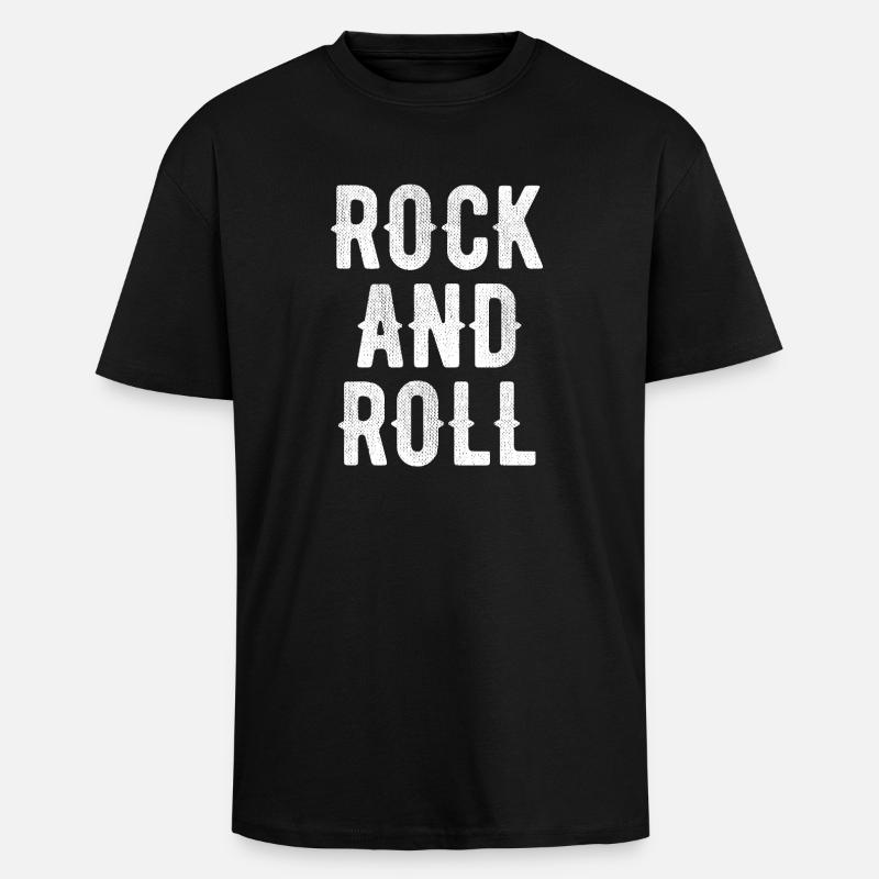 Rock'n'Roll Bold Typografie - Oversized Heavyweight Unisex T-Shirt - Schwarz