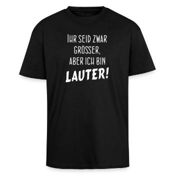 BIN LAUTER - Oversized Heavyweight Unisex T-Shirt - Schwarz - Vorne - Alina (178cm) & Michal (187cm)