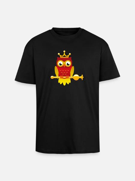 King owl with scepter - Unisex Oversized Heavyweight T-shirt - black