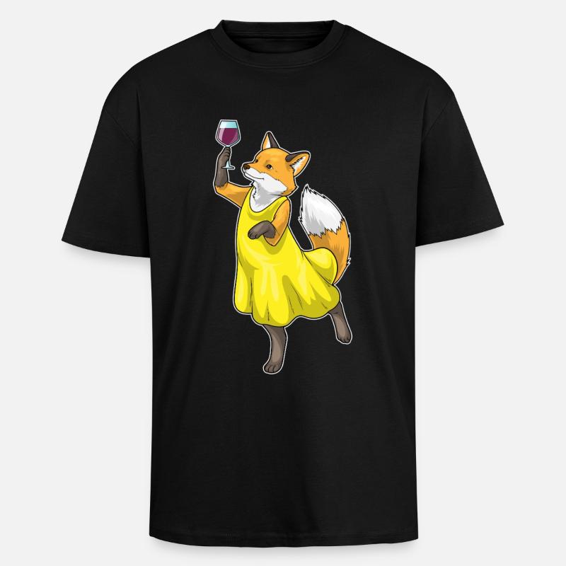 Fuchs Rotwein - Oversized Heavyweight Unisex T-Shirt - Schwarz