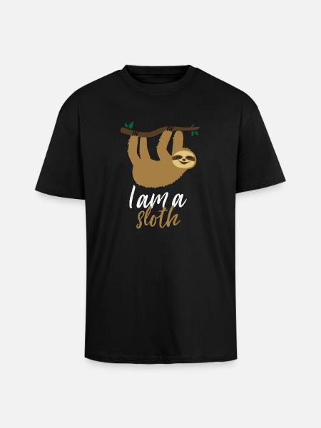 Partnershirt Faultier Er - Oversized Heavyweight Unisex T-Shirt - Schwarz