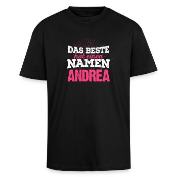 ANDREA - das Beste - Oversized Heavyweight Unisex T-Shirt - Schwarz - Vorne - Alina (178cm) & Michal (187cm)