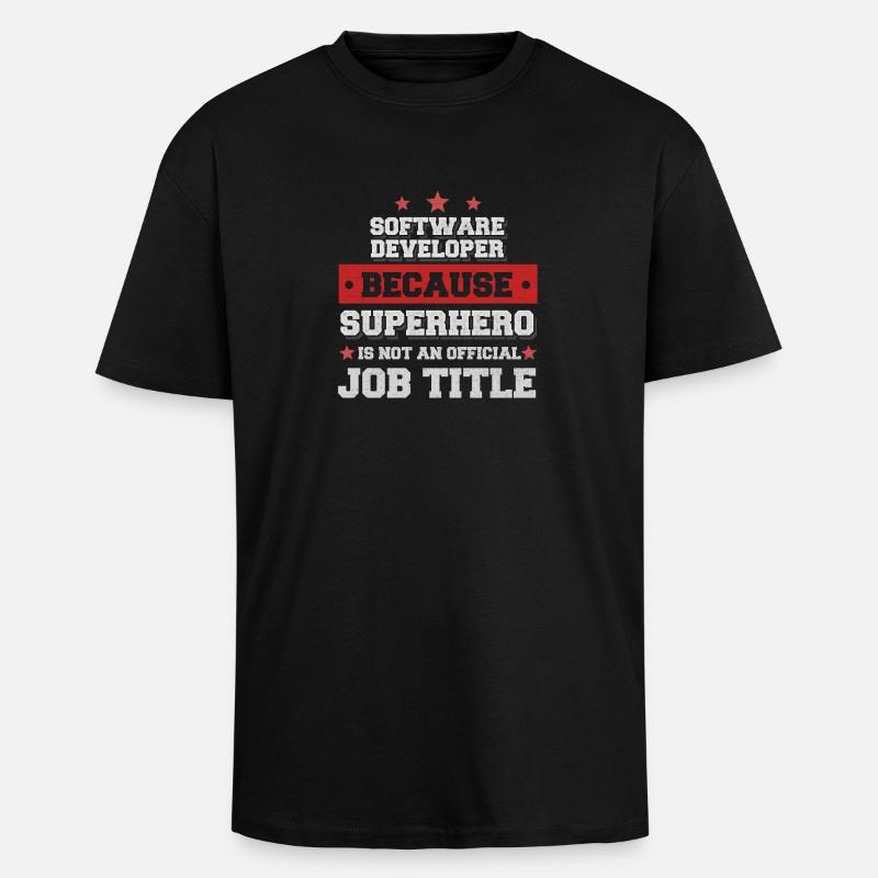 Software Developer Superhero Shirt - Oversized Heavyweight Unisex T-Shirt - Schwarz