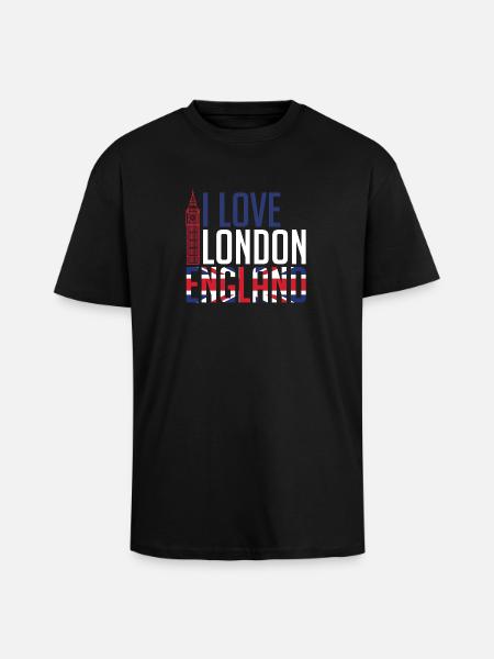 I Love London England - Unisex oversized t-skjorte i kraftig kvalitet - svart
