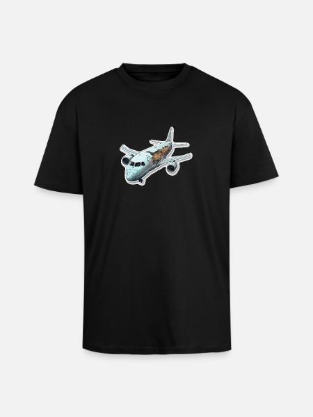 Airplane - illustration - Unisex Oversized Heavyweight T-shirt - black
