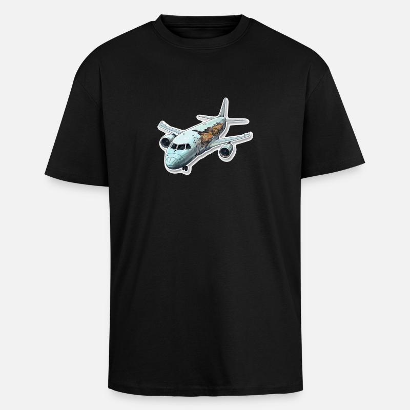 Avion - illustration - T-shirt unisexe oversize épais - noir