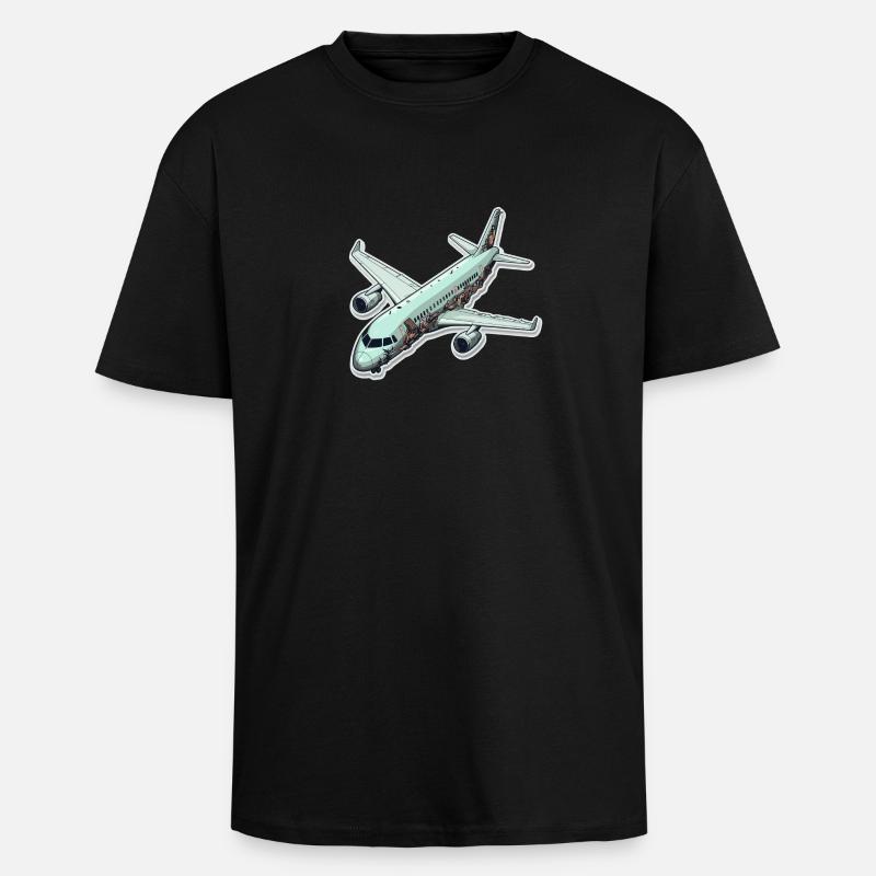Avion - illustration - T-shirt unisexe oversize épais - noir