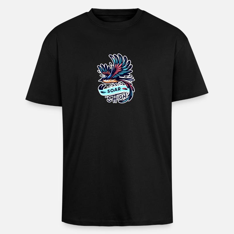 Soar High - Illustration d’oiseau - T-shirt unisexe oversize épais - noir