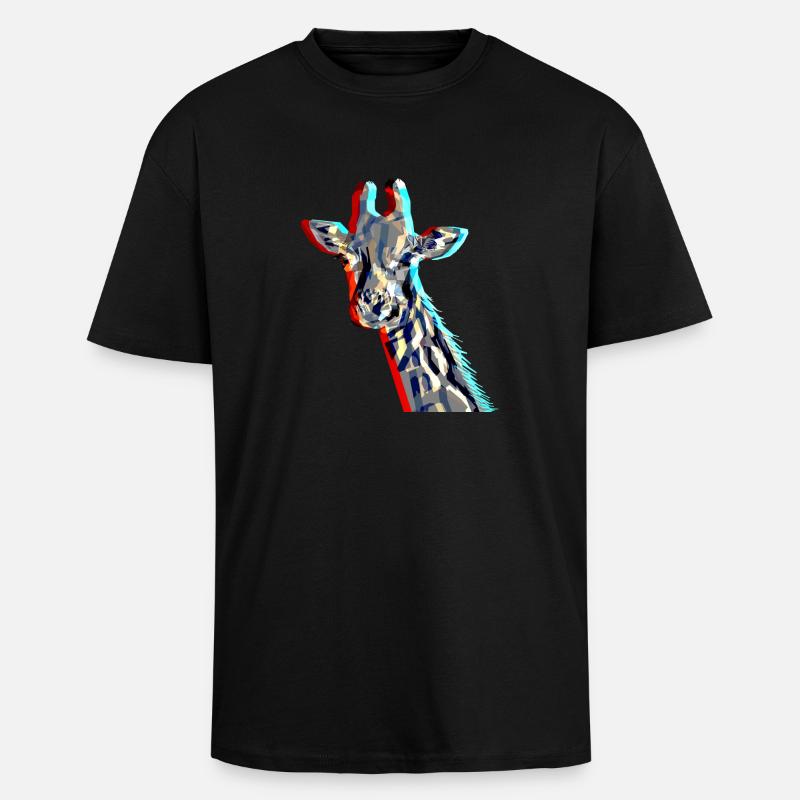 Giraffe with 3D-Effect - Oversized Heavyweight Unisex T-Shirt - Schwarz