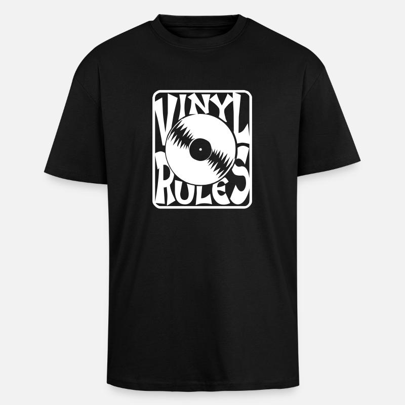 Règles de vinyle - T-shirt unisexe oversize épais - noir