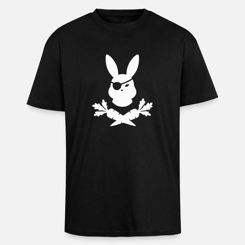 Rabbit Pirate - Unisex Oversized Heavyweight T-shirt - black