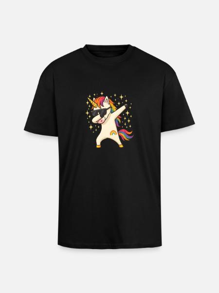 Einhorn - Oversized Heavyweight Unisex T-Shirt - Schwarz