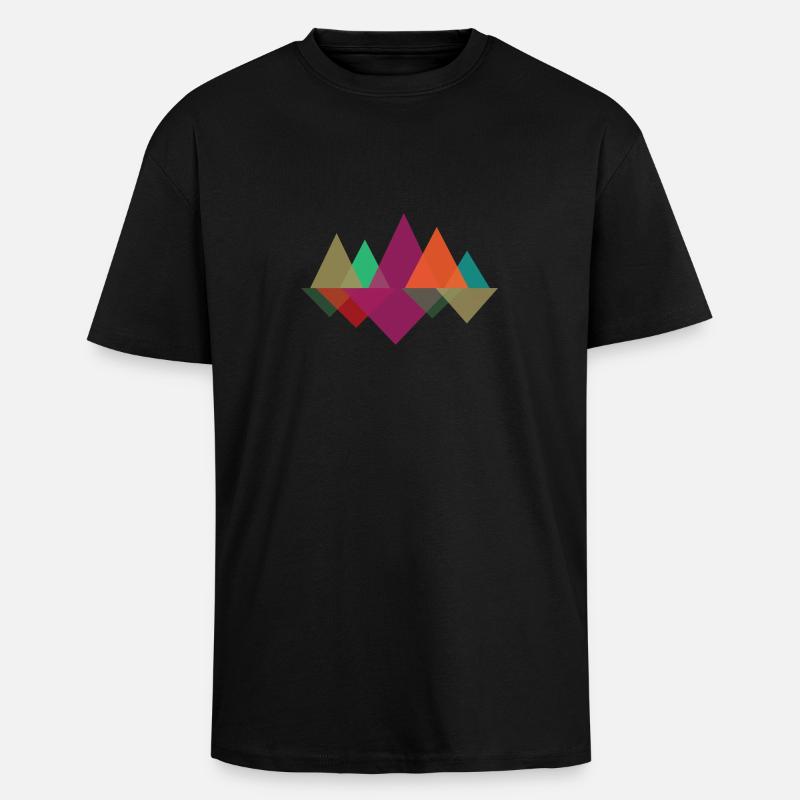 Hipster Mountains - Oversized Heavyweight Unisex T-Shirt - Schwarz