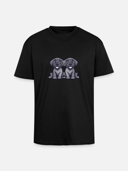 Mastiff Dog Comic - Unisex Oversized Heavyweight T-shirt - black
