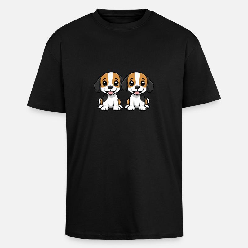 Beagle Dog Comic - Unisex Oversized Heavyweight T-shirt - black