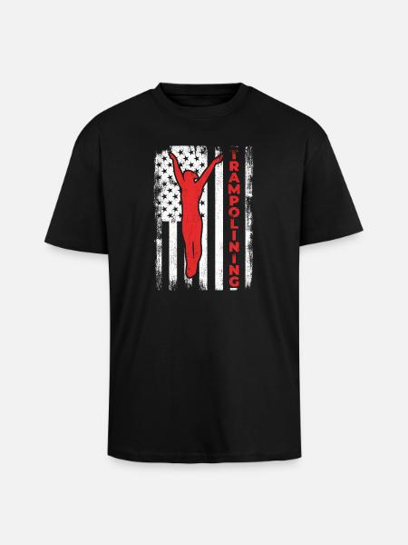 USA Flag Patriotic Trampoline - Unisex Oversized Heavyweight T-shirt - black