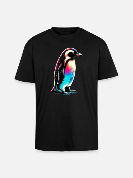 Pingouin - T-shirt unisexe oversize épais - noir