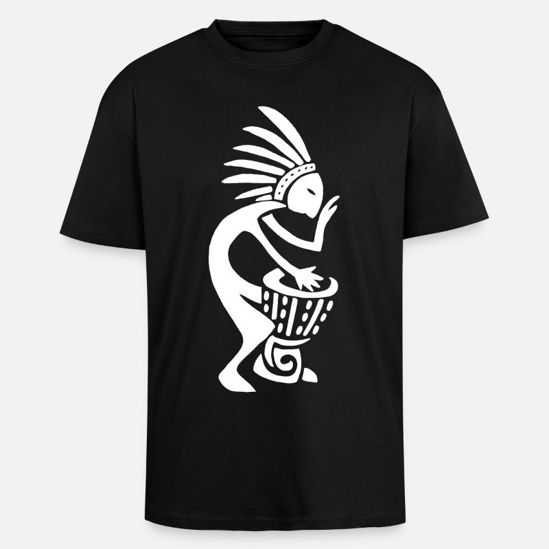 Tam Tam Player (White) - Unisex Oversized Heavyweight T-shirt - black