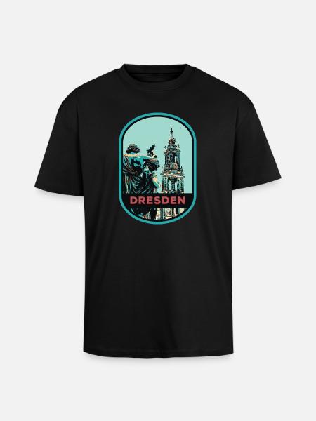 Illustration: Hofkirche, Dresden - Oversized Heavyweight Unisex T-Shirt - Schwarz