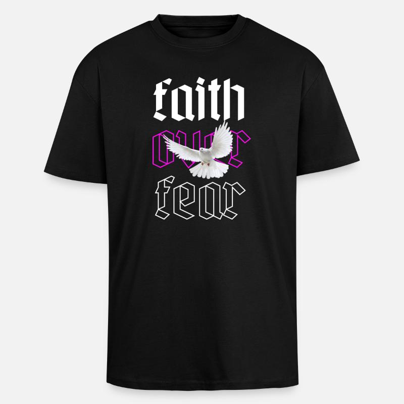 Glaube statt Angst - Oversized Heavyweight Unisex T-Shirt - Schwarz