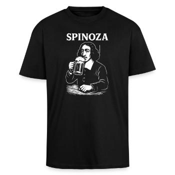 Philosophe de la bière Spinoza - T-shirt unisexe oversize épais - noir - Devant - Alina (178cm) & Michal (187cm)