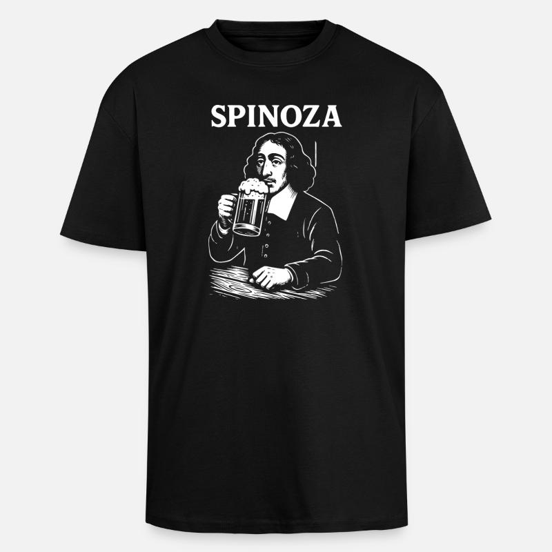 Spinoza Bier Philosoph - Oversized Heavyweight Unisex T-Shirt - Schwarz