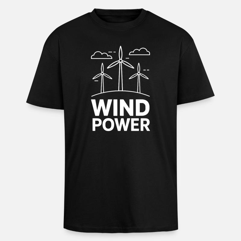 Énergie éolienne Énergie éolienne Énergie renouvelable - T-shirt unisexe oversize épais - noir