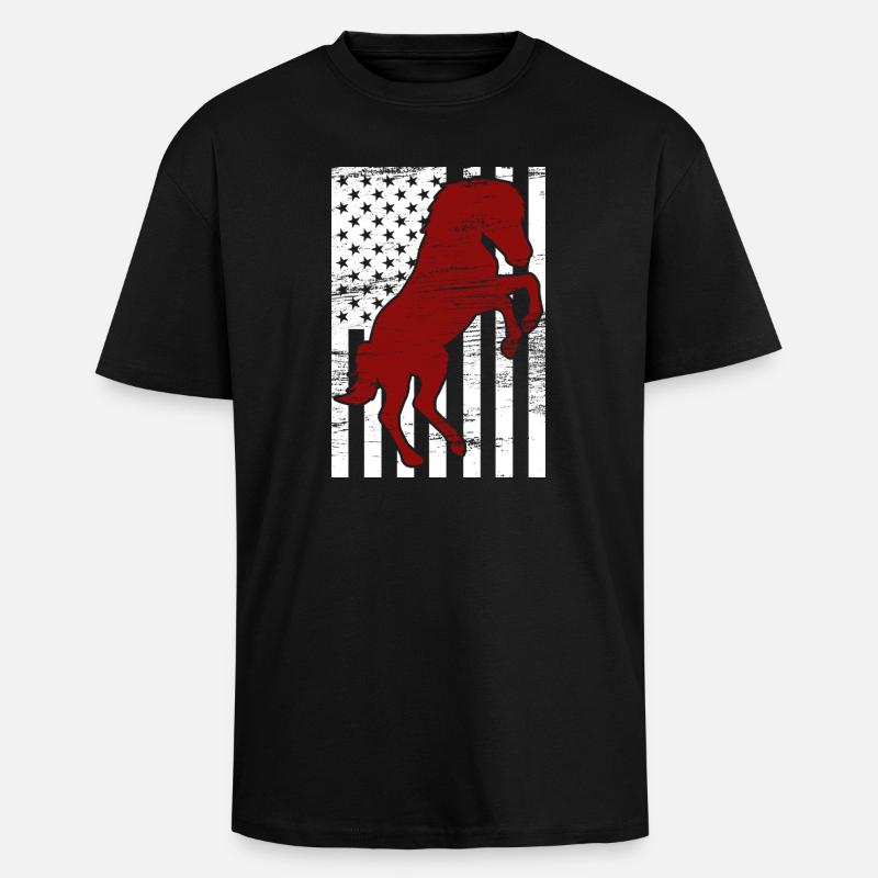 4. Juli USA Reiten - Oversized Heavyweight Unisex T-Shirt - Schwarz