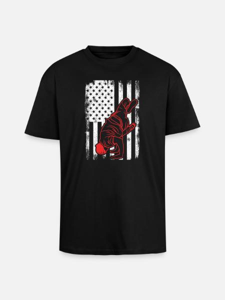 USA Flag Patriotic Break Dancer - Unisex Oversized Heavyweight T-shirt - black