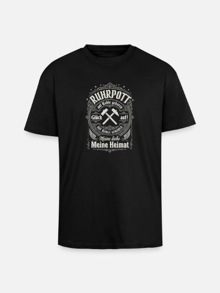 Heimatliebe im Bergwerkstil, Ruhrpott - Oversized Heavyweight Unisex T-Shirt - Schwarz