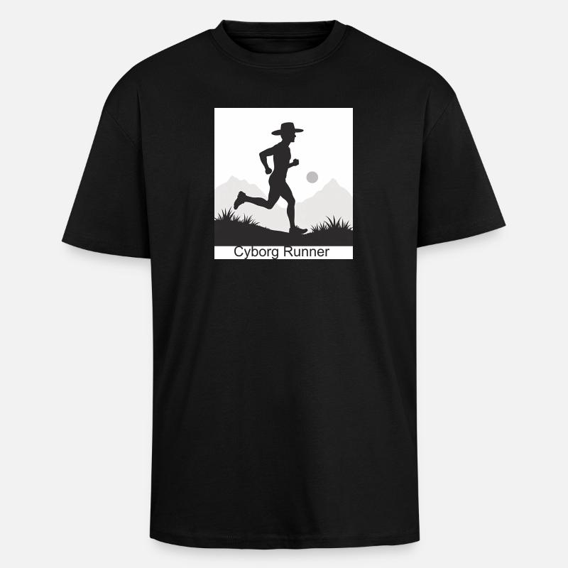 Cyborg Runner - Oversized Heavyweight Unisex T-Shirt - Schwarz