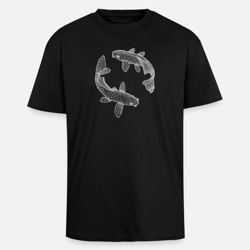 Fish white - Unisex Oversized Heavyweight T-shirt - black