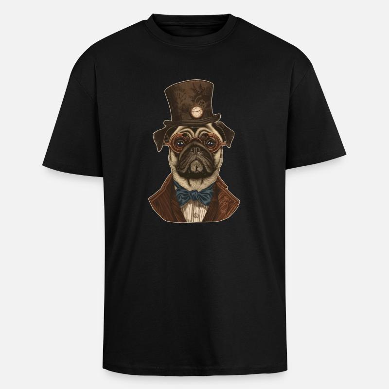 Steampunk Mops - Oversized Heavyweight Unisex T-Shirt - Schwarz