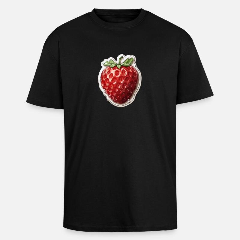 Strawberry - illustration - Unisex Oversized Heavyweight T-shirt - black