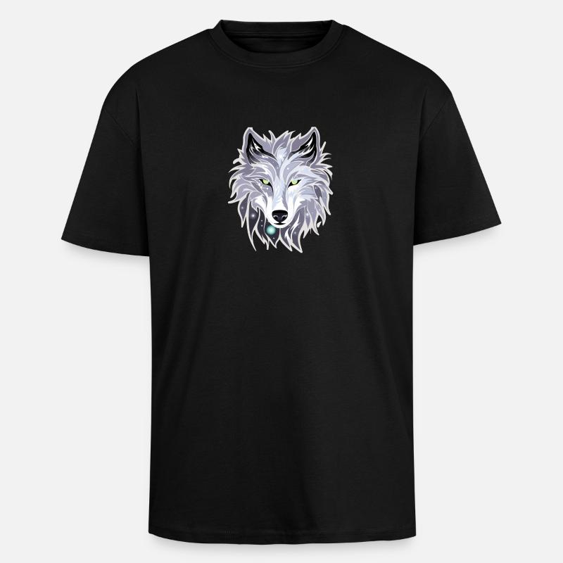 Wolf - Illustration - Unisex Oversized Heavyweight T-shirt - black